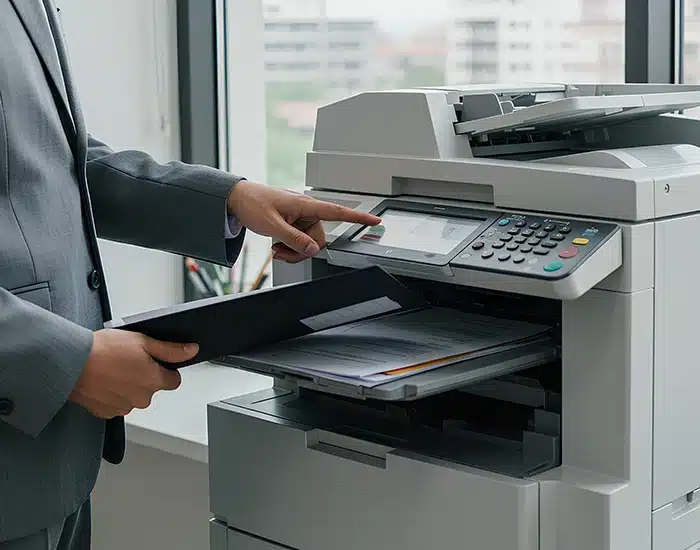 Dipendente di un ufficio a Pavia usa una stampante multifunzione